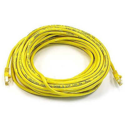 Monoprice Cat5e Ethernet Patch Cable - 50 Feet - Yellow | Network Internet Cord - RJ45, Stranded, 350Mhz, UTP, Pure Bare Copper Wire, 24AWG