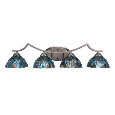 Toltec Lighting Zilo 4 - Light Vanity in  Graphite with 7" Blue Mosaic Art Glass Shade