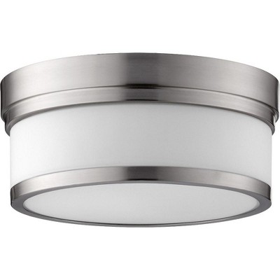 Quorum Lighting Celeste Glass Flush Mount - 2 Lights, Satin Nickel, 12 Width, 5 Height
