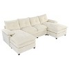 6 Seat U-Shaped Polyester Sofa,Chenille Upholstered Sectional Couch with High-Density Foam,Modular Living Room Sofa for Large Spaces-Coolbibila - 3 of 4