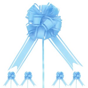 Unique Bargains Plastic Flower Ribbon Glossy Appearance Durable Gift Wrap Bows 10 Count - 1 of 4