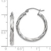 Black Bow Jewelry 3.25mm x 26mm Polished 14k White Gold Twisted Round Hoop Earrings - 4 of 4