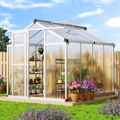 6x8 FT/6x10 FTGreenhouse for Outdoors, Polycarbonate Greenhouse with Roof Vent
