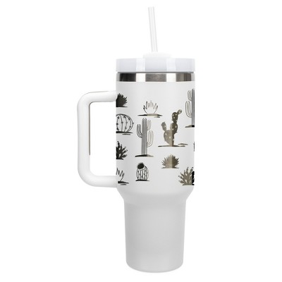 Elanze Designs Succulent Cactus Desert Plant 40 oz. Stainless Steel, Large Water Bottle Coffee Mug, Spill & Leak Resistant, Thermal Travel Tumbler