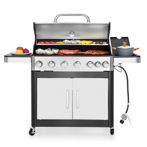 Captiva Designs 6-Burner Propane BBQ Grill with Side Burner - 665 sq. in. Cooking Area & 65,800 BTU Output - 1 of 4
