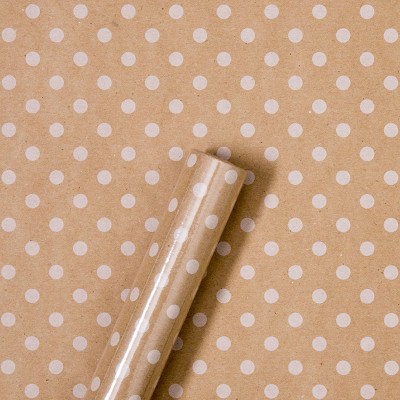 Polka Dots Gift Wrapping Paper Brown 