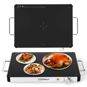 Costway 1/2/3/4PCS 16" x 12" Electric Warming Tray Tempered Glass Food Warmer with Anti-Scalding Handles - 1 of 4