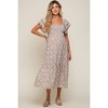 PinkBlush Cream Floral Flutter Maternity Midi Dress - 4 of 4