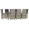 vidaXL 9-Piece Outdoor Dining Set - Weather-Resistant Gray Poly Rattan with Reclining Chairs, Cushions, and Tempered Glass Table - 3 of 4