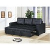 Sectional Sofa Polyesterll out Bed Living Room Couch Black Polyester Tufted Convertible Sofa - 2 of 4