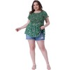 Agnes Orinda Women's Plus Size Chiffon Smock Waist Ditsy Floral Peplum Casual Blouses - 3 of 4