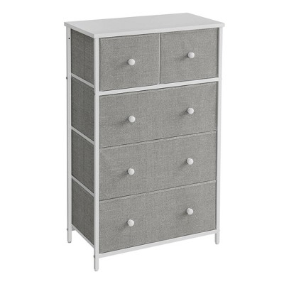 Image of 5 Fabric Drawers Dresser Light Gray - SONGMICS: Affordable, Bedroom Storage, Easy Assembly