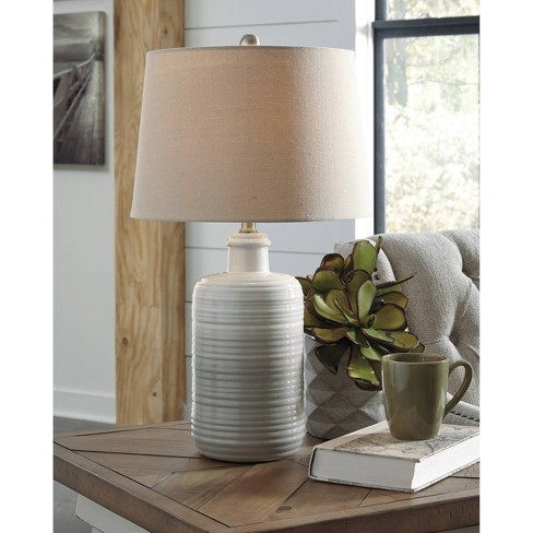 Set of 2 Marnina Ceramic Table Lamps Taupe - Signature Design by Ashley: Glazed Finish, UL Listed, 3-Way Switch - image 1 of 4