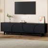 VYNXARIA Graceful TV Stand with Arch Cabinets for TVs Up to 78in,Minimalist Entertainment Center with Solid Wood Legs,Black - 2 of 4