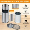 4.5 Gallon Trash Can, Stainless Steel Ashtray Metal Can, Commercial Garbage Can with Removable Inner Bucket, Waste Bin with Lid for Outside Patio - 3 of 4