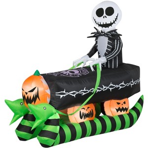 Gemmy Airblown Inflatable Jack Skellington in Coffin Sleigh, 5 ft Tall, Black - 1 of 4