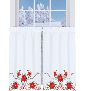 Collections Etc Exquisite Poinsettia Curtains - 1 of 3