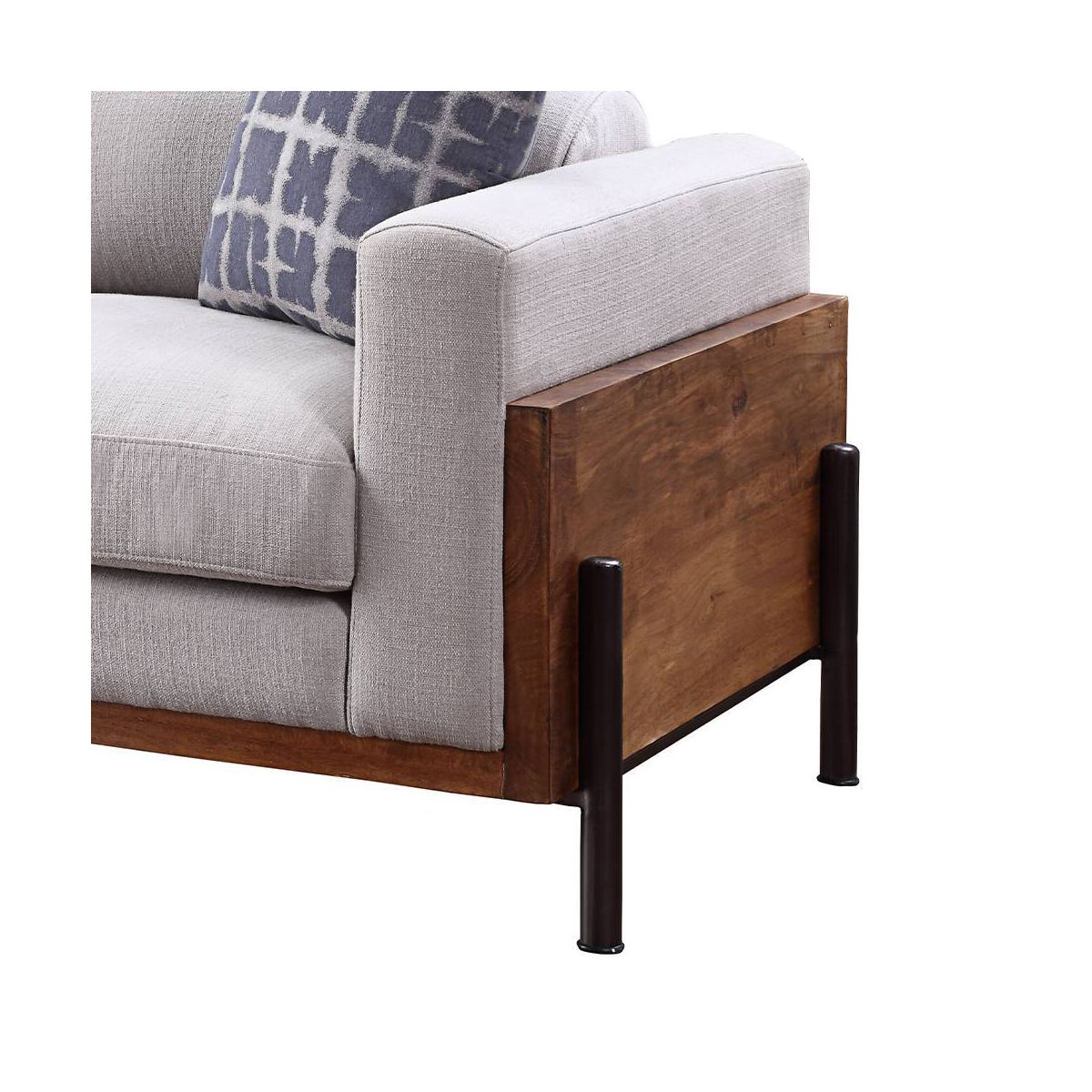71" Pelton Sofa Fabric and Walnut - Acme Furniture: Elegant Loveseat with 2 Pillows - thumbnail 3