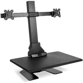 Mount-It! Electric Standing Desk Converter, Motorized Sit Stand Desk w/ Dual Monitor Mount & iPhone/Tablet Slot, Height Adjustable Workstation