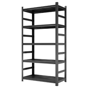 Kumasinova 5 Tier Heavy Duty Metal Storage Shelves,Adjustabl Shelving Unit Storage Rack for Garage Kitchen Bedroom Living Room,Black - 1 of 4