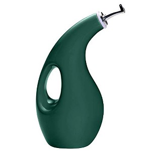 Rachael Ray Solid Glaze Ceramics EVOO Olive Oil Bottle Dispenser with Spout - 24 Ounce, Dark Green - 1 of 4