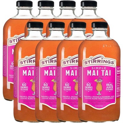 Stirrings Simple Mai Tai Cocktail Mix 750ml Bottles - Real Juice No Preservatives - 60 Calories - Drink Mixer