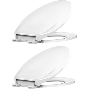 Elongated Toilet Seat with Toddler Seat Built In, Slow Close  Lid, Potty Training Seat for Kids and Adults, Safe PP Material - 1 of 4