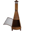 Sunnydaze Outdoor Backyard Large Freestanding Oxidized Steel Wood-Burning Fire Pit Chiminea - 70" - Rust Finish - 3 of 4