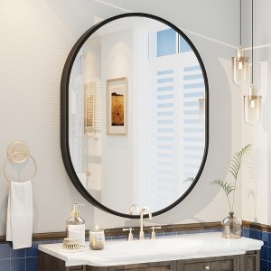 Apmir Oval High-Strength Tempered Glass and Aluminum Alloy Framed French Cleat Mounted Wall Decor Bathroom Vanity Mirror with 5-Year Warranty - 1 of 4