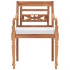 Garden Chair Set of 2 Brown Teak wood and cotton Standard vidaXL - 3 of 4