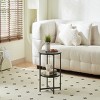 Syemin End Tables Small Round Side Table, 2 Tiers Farmhouse End Table, Accent Tables for Small Spaces, Night Stands, Black, 15.74"*15.74"*18.5" - 4 of 4