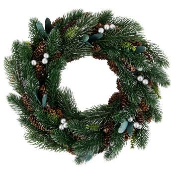Northlight Green Pine, Pinecone with Berries Artificial Christmas Wreath, 14", Unlit