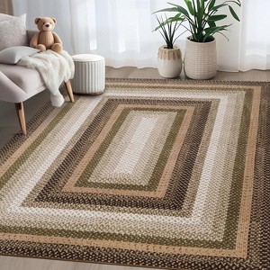 Machine Washable Area Rug - Non-Slip Stain Resistant Low Pile Carpet Modern Braided Farmhouse Rug for Living Room Bedroom Dining Room Office - 1 of 4
