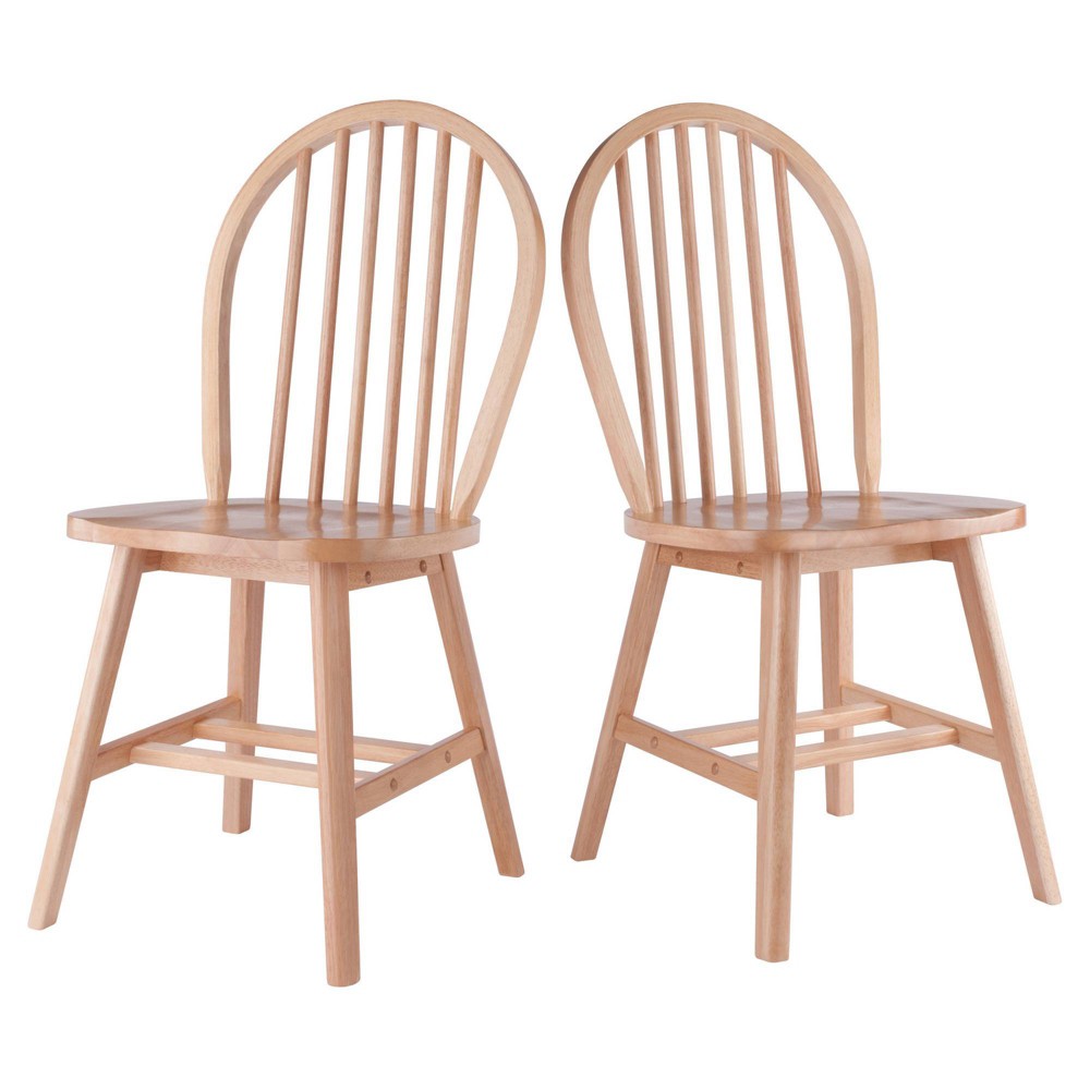 Photos - Dining Table 2pc Windsor Chair Set Natural - Winsome: Wood Frame, Spot Clean, No Tool Assembly, 220lb Capacity