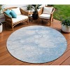 Sky Blue Denim Blue And Silver Abstract Washable Indoor Outdoor Area Rug - 2 of 4