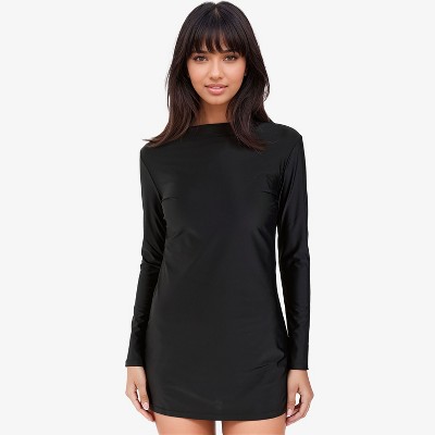 Calypsa Women's Plus Size Long Sleeve Mock-Neck UPF 50+ Jenna Swim Tunic