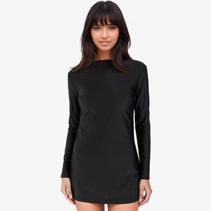 Calypsa Women's Plus Size Long Sleeve Mock-Neck UPF 50+ Jenna Swim Tunic - 1 of 3