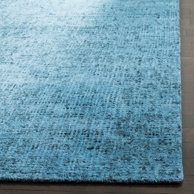 Handmade Blue Abstract Wool Rectangular Area Rug