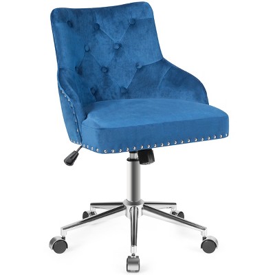 Tangkula Velvet Desk Chair Upholstered 360°Swivel Height Adjustable Rolling Office Chair for Office Bedroom Living Room