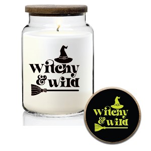Courtside Market Halloween Typography 21 oz Soy Wax Candle with Wooden Lid - 1 of 2