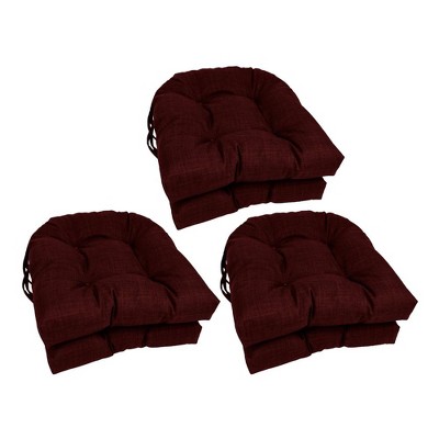 Blazing Needles, 16-inch Spun Polyester Solid Outdoor U-shaped Tufted Chair Cushions (Set of 6)