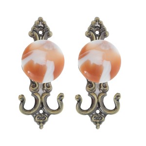 Unique Bargains Curtain Holdbacks Jade-inspired Hooks Iron Plastic 6.30"x2.24" 1 Pair - 1 of 4