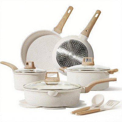 BRINJOY 14-Piece Nonstick Cookware Set - Granite Coating Induction Compatible Kitchen Set
