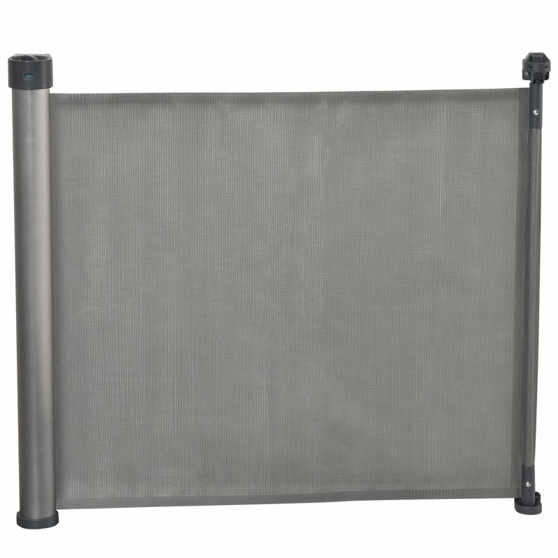 PawHut Retractable Pet Barrier, Mesh Safety Dog and Baby Gate, Extends to 55" for Narrow or Wide Doorways, Hallways, Stairs, gray, 1 of 7