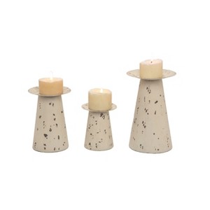 Transpac Metal 9 in. Off-White Spring Distressed Candle Holder Set of 3 - 1 of 2