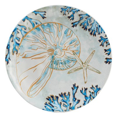 Playa Shells Multicolor Ceramic Coastal Salad Plates, Set of 4