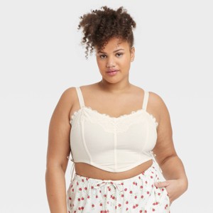 Women's Lace-Up Crochet Corset Bra - Colsie™ - 1 of 3