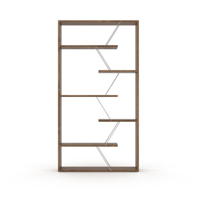 Brown wooden frame open backboard 6-tier bookshelf Industrial style bookshelf