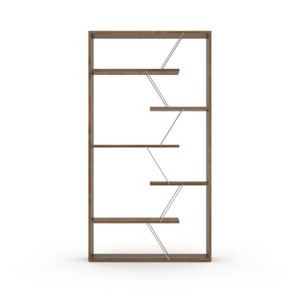 Brown wooden frame open backboard 6-tier bookshelf Industrial style bookshelf - 1 of 4