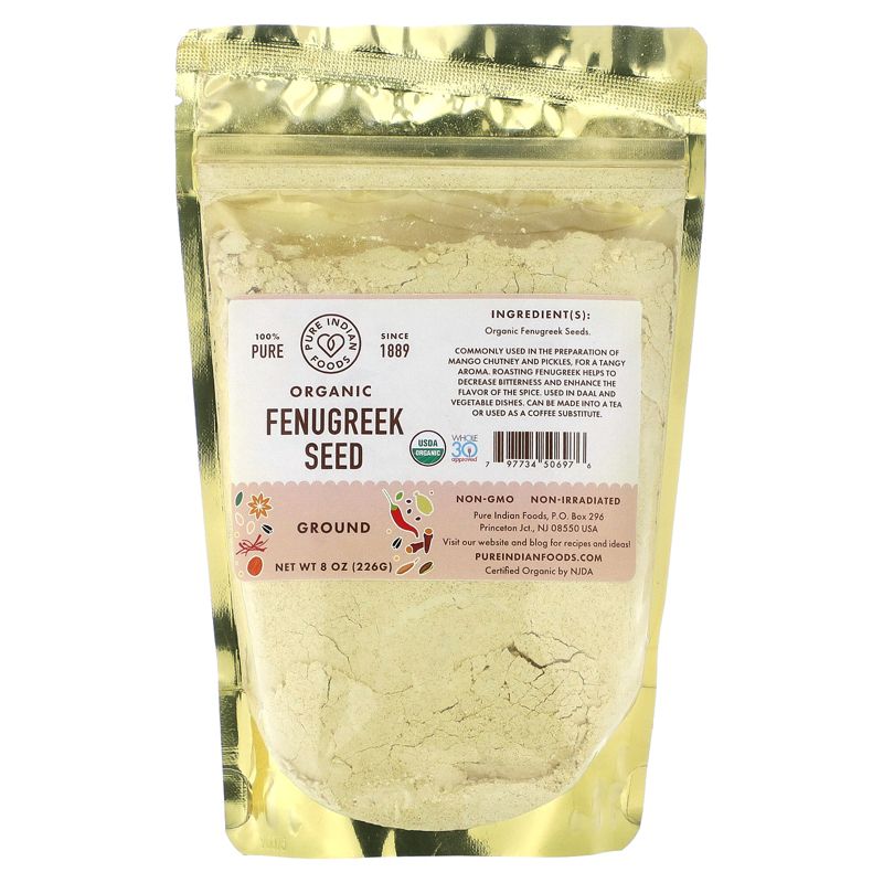Pure Indian Foods Organic Fenugreek Seed, Ground, 8 oz (226 g), 1 of 3